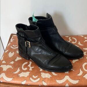 Carvela Black Leather Ankle Boots - Classic Buckle Design